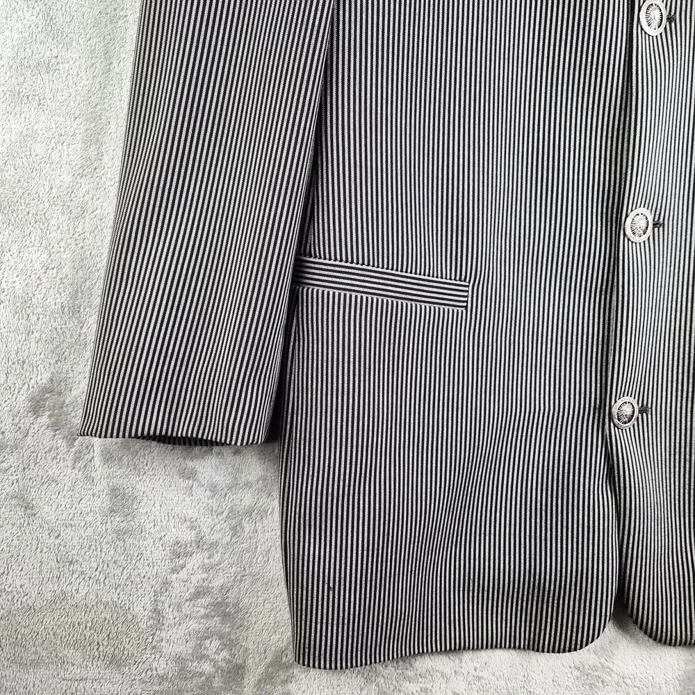 Zanetti Blazer Jacket Vest Grey Black Stripe Moda Biella Extra Fine Merino Italy